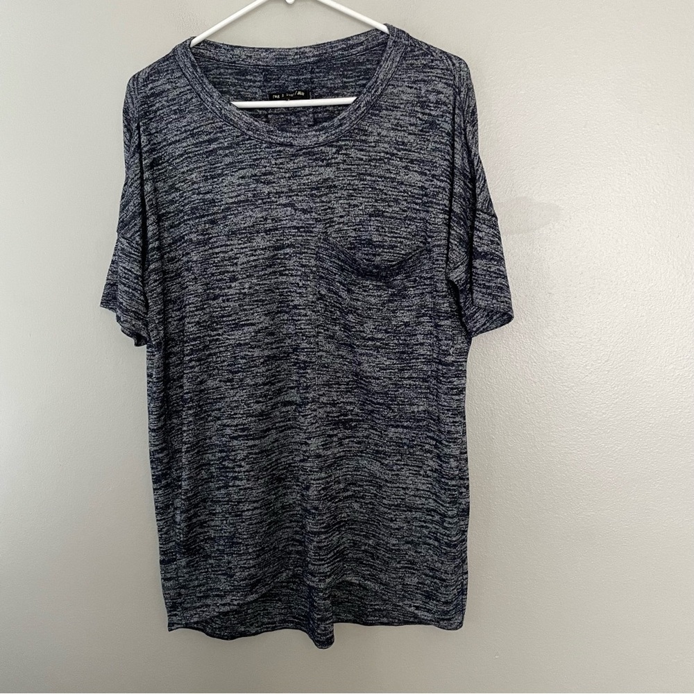 rag & bone Men's Heathered Navy Short-Sleeve Pocket Tee small